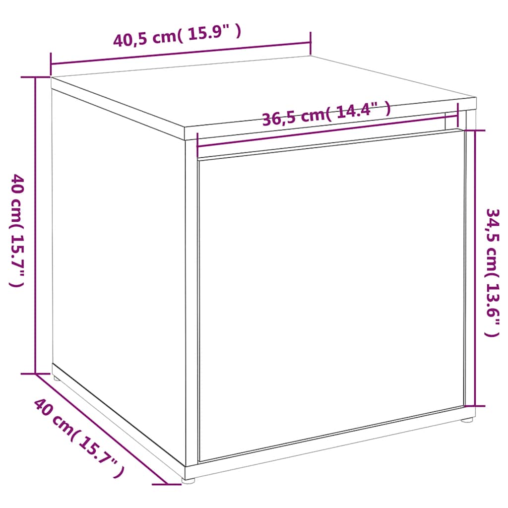 opbevaringsskab 40,5x40x40 cm konstrueret træ sonoma-eg