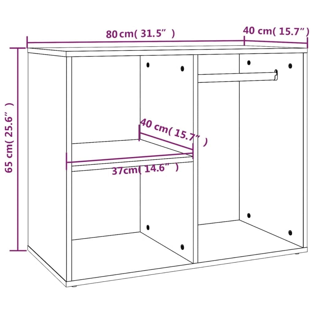 skab 80x40x65 cm konstrueret træ hvid