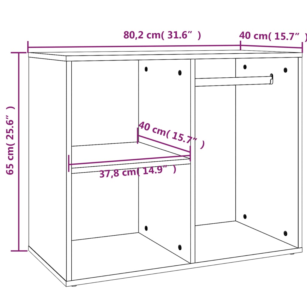 skab 80x40x65 cm konstrueret træ betongrå