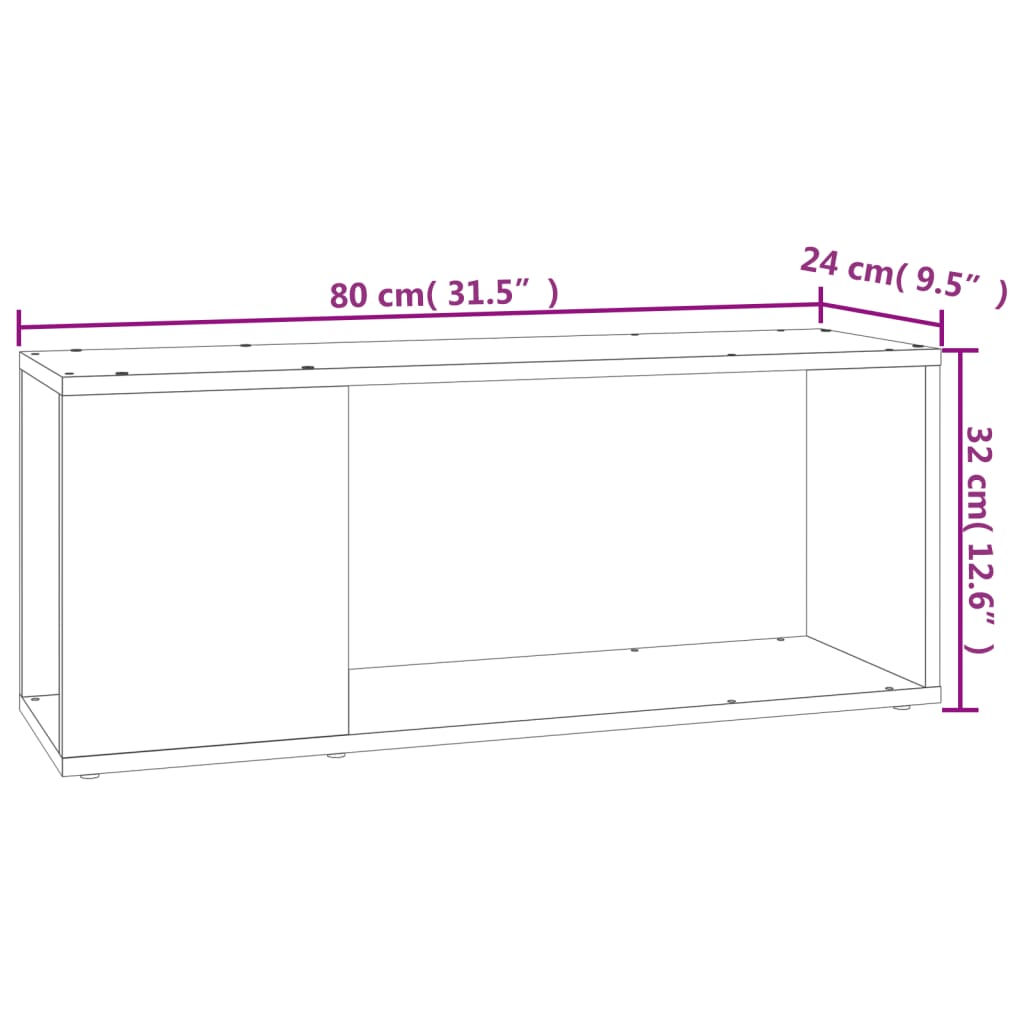 tv-bord 80x24x32 cm konstrueret træ betongrå