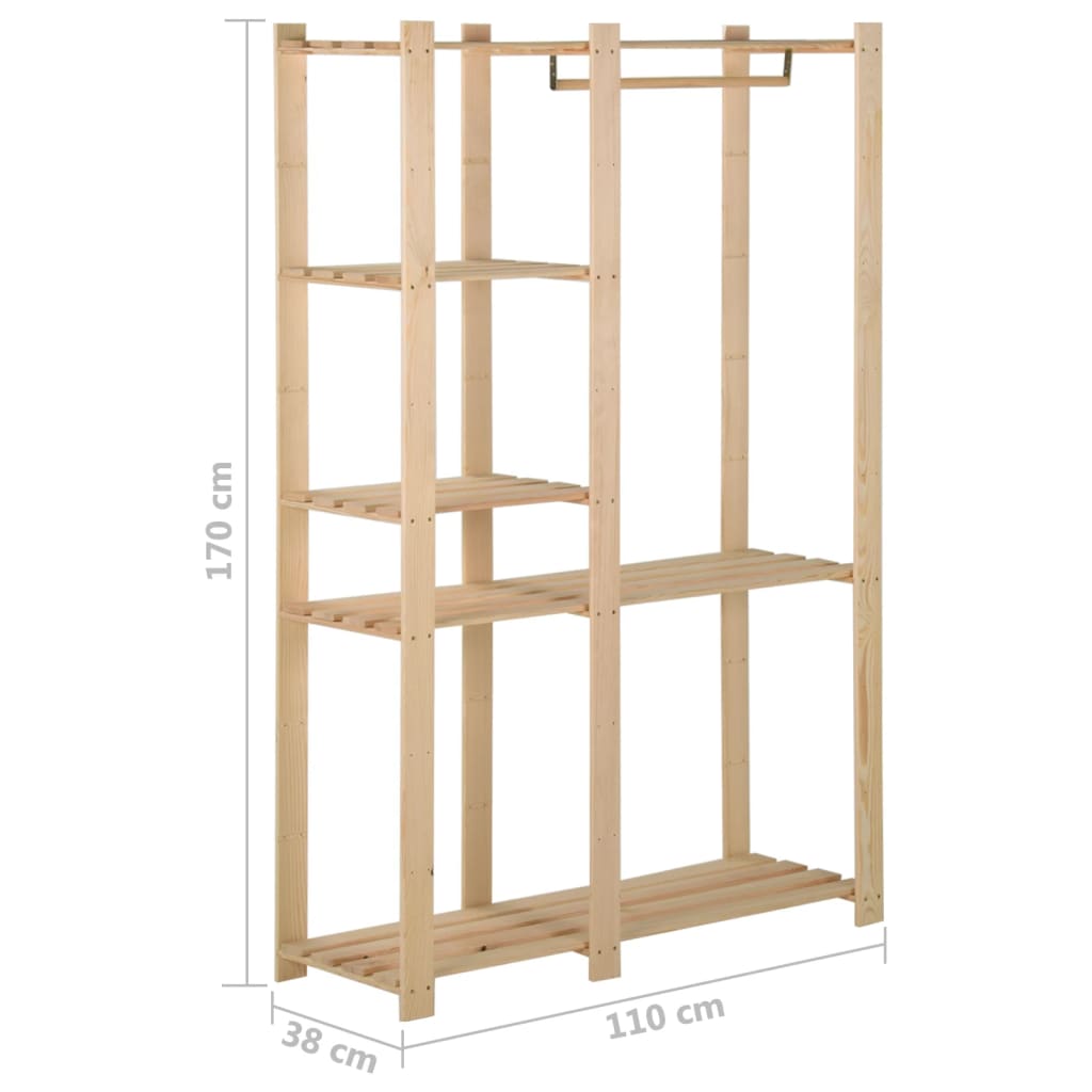 tøjstativ 100x38x170 cm massivt fyrretræ