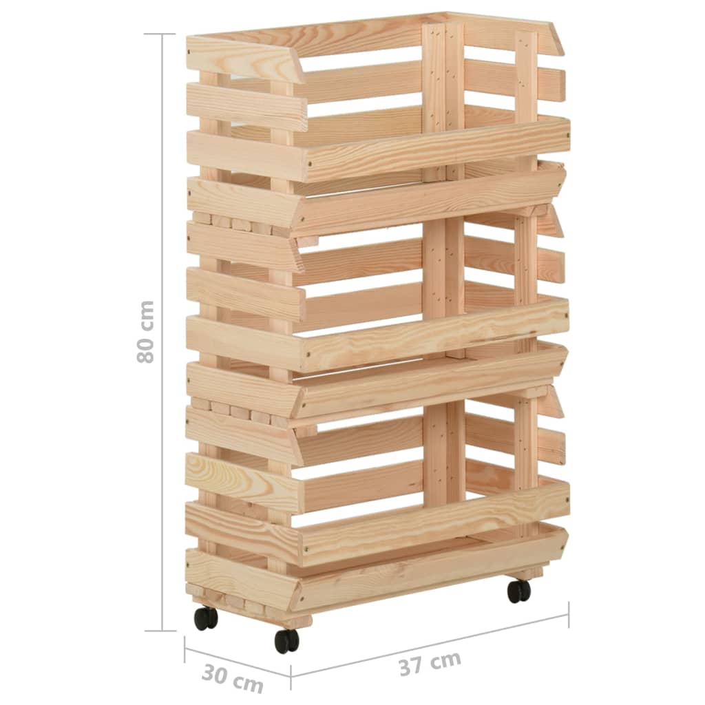 grøntsagsvogn 37x30x80 cm massiv fyrretræ