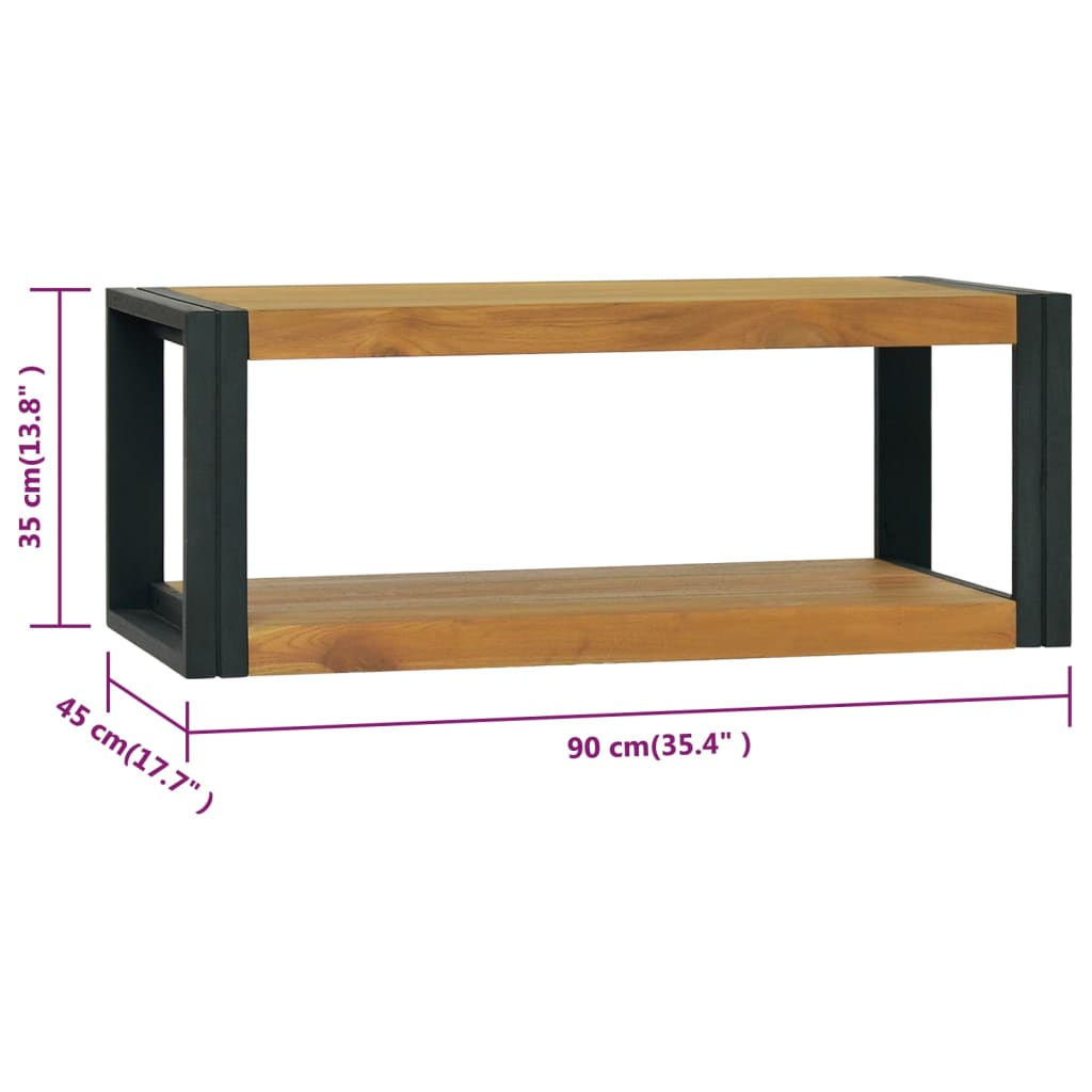 væghængt badeværelsesskab 90x45x35 cm massivt teaktræ