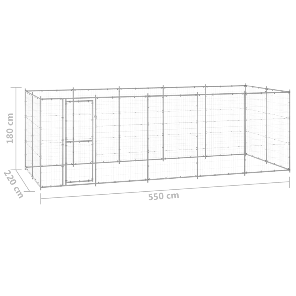 udendørs hundebur 12,1 m² galvaniseret stål