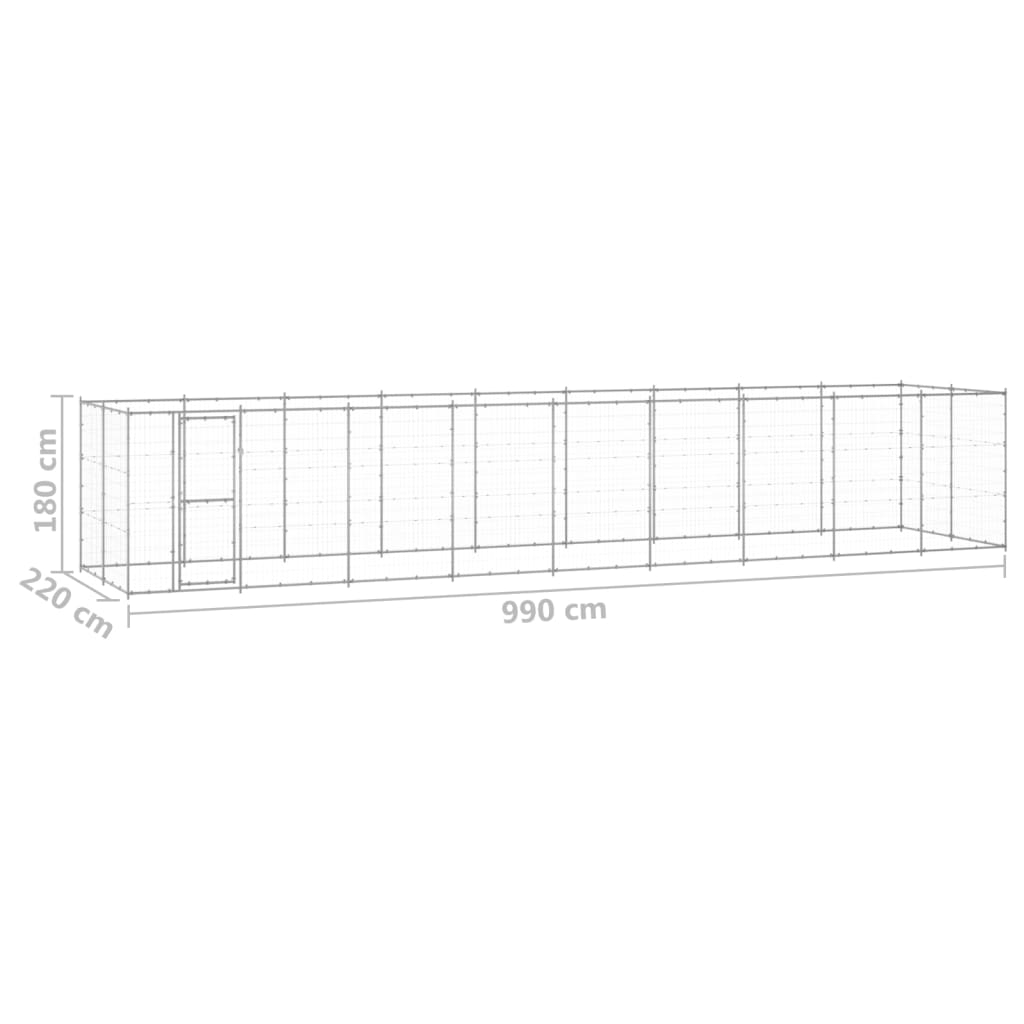 udendørs hundebur 21,78 m² galvaniseret stål