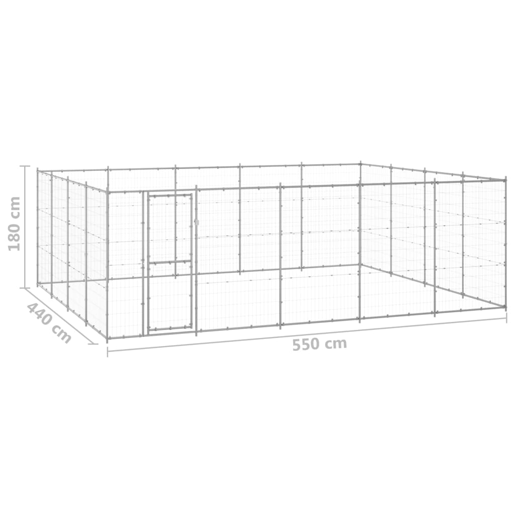 udendørs hundebur 24,2 m² galvaniseret stål