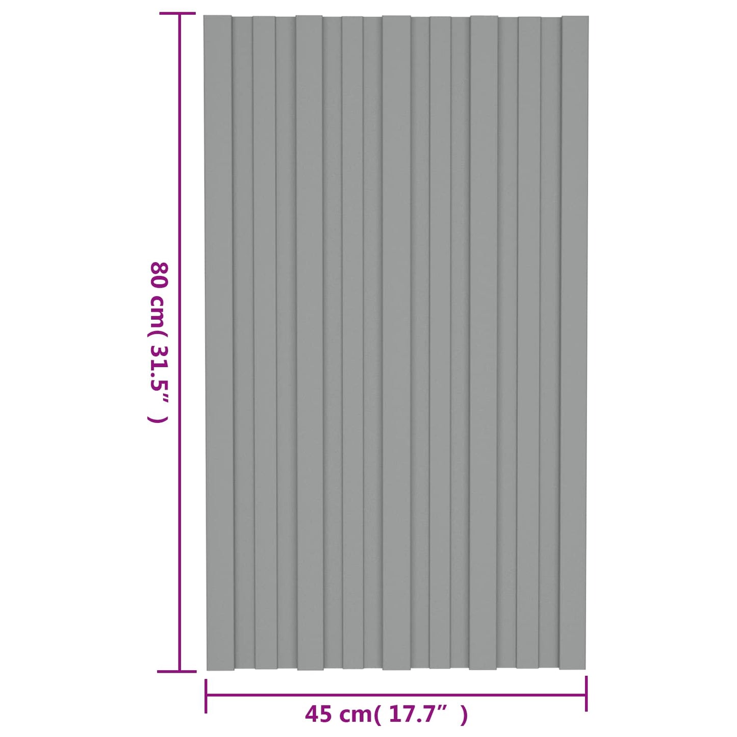 Tagpanel 12 stk. Grå 80 x 45 cm Galvaniseret stål