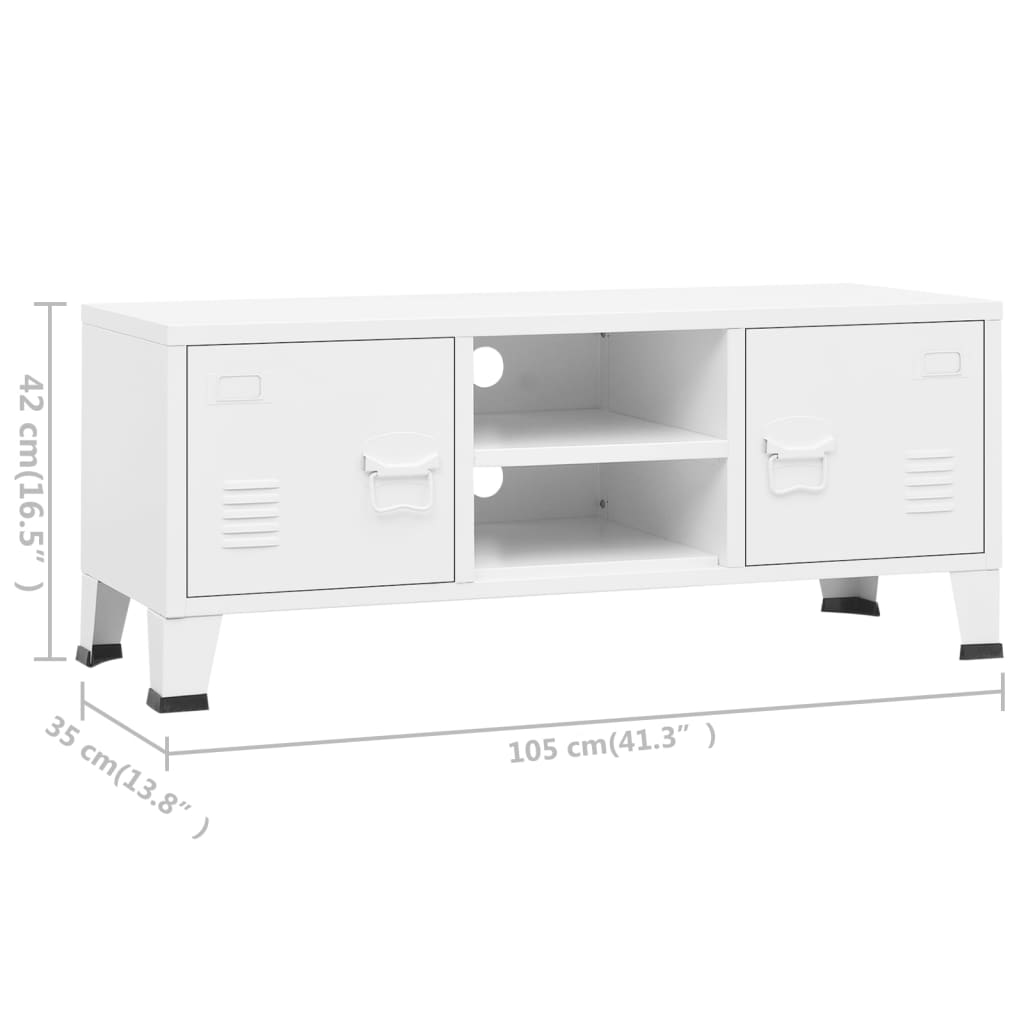 industrielt tv-skab 105x35x42 cm hvid