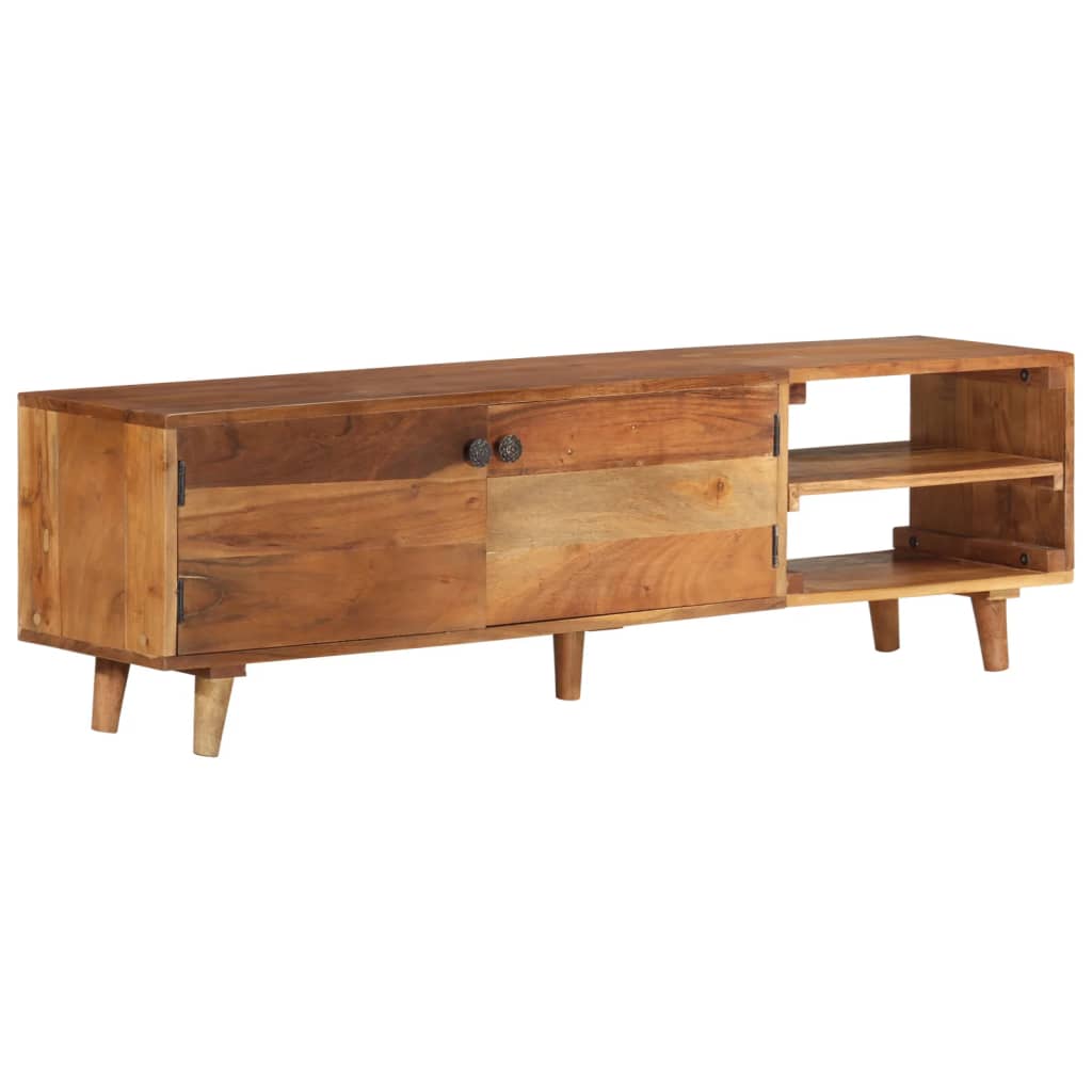 tv-bord 140x30x40 cm massivt akacietræ med honningfinish