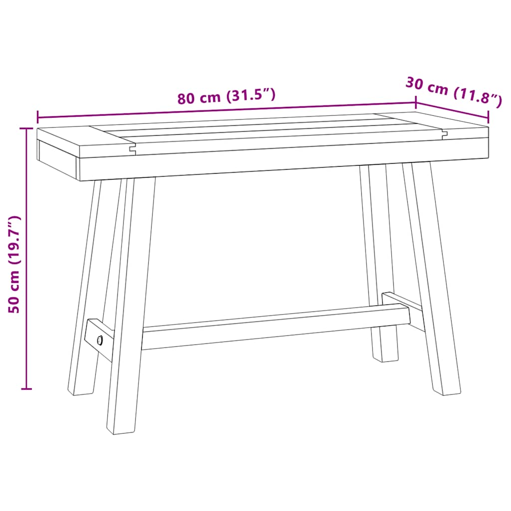 bænk 80 cm massivt teaktræ