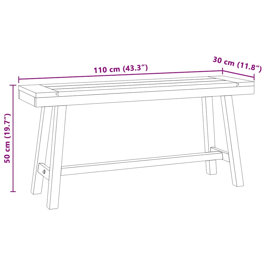 bænk 110 cm massivt teaktræ
