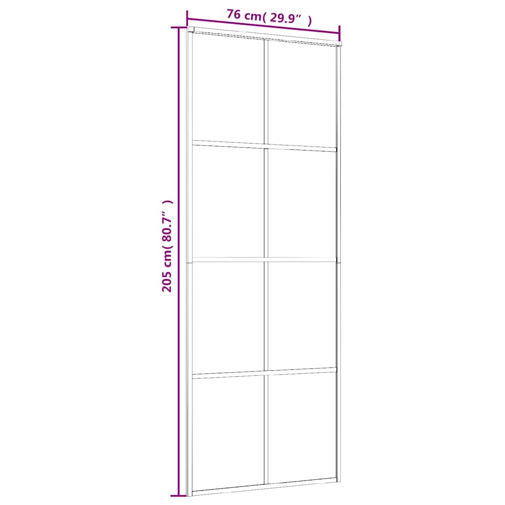 skydedør 76x205 cm hærdet glas og aluminium hvid