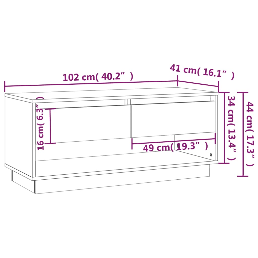 tv-bord 102x41x44 cm konstrueret træ grå sonoma-eg