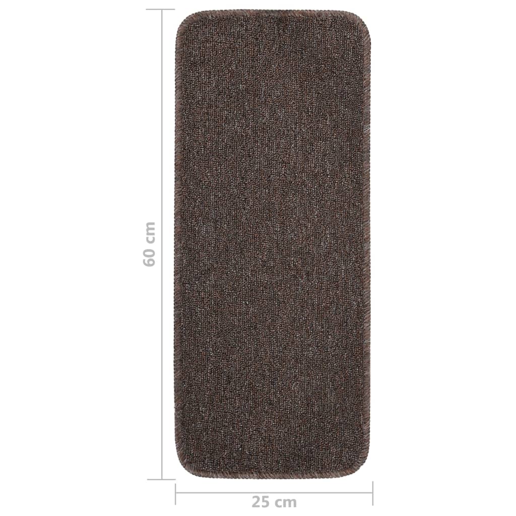 skridsikre trappemåtter 15 stk. 60x25 cm rektangulær brun