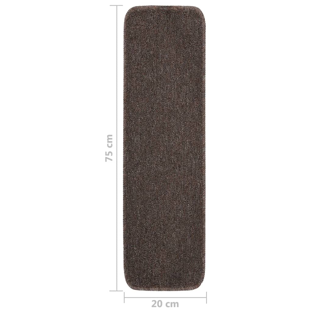 skridsikre trappemåtter 15 stk. 75x20 cm rektangulær brun