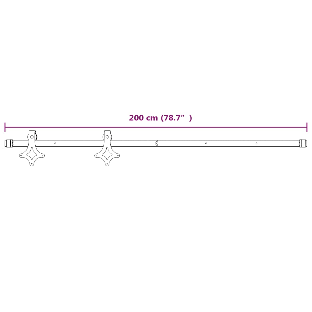 skinnesæt til skydedør 200 cm stål hvid