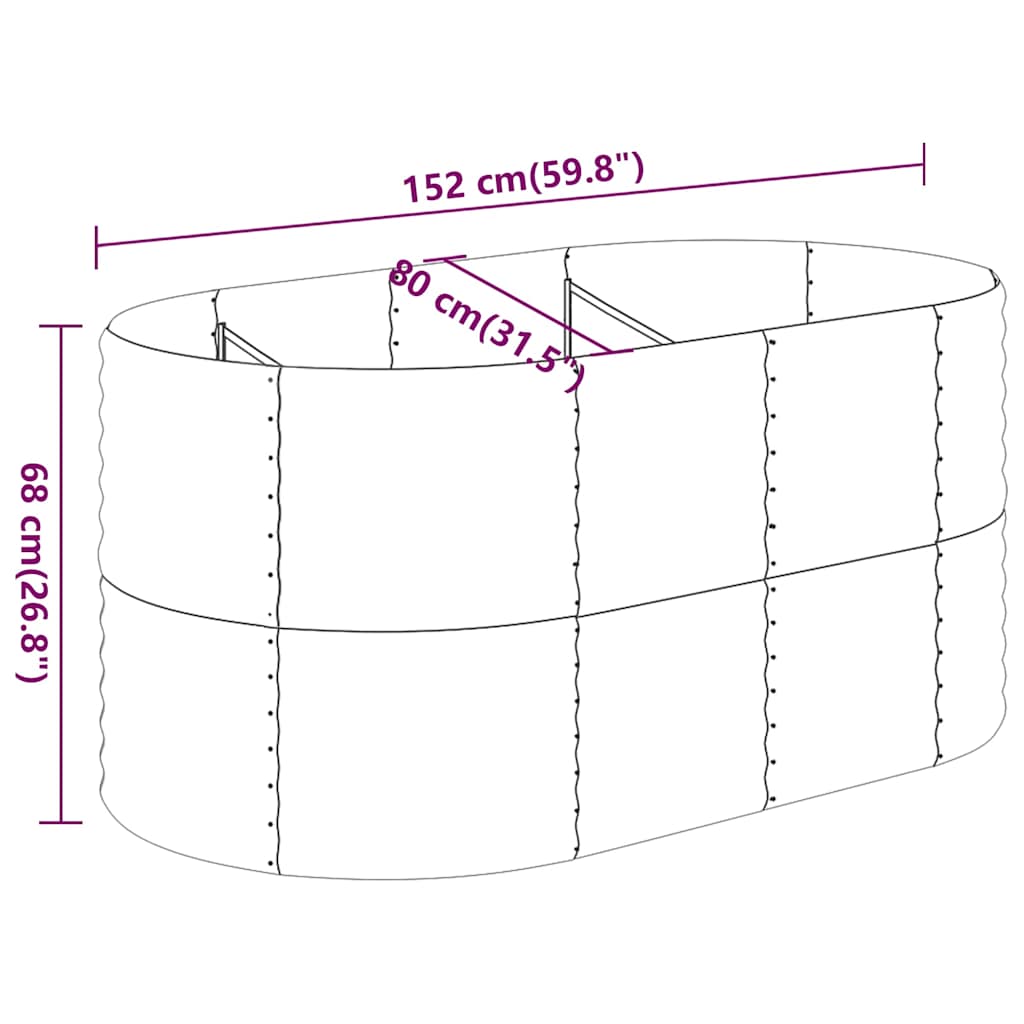 plantekrukke 152x80x68 cm galvaniseret stål sølvfarvet
