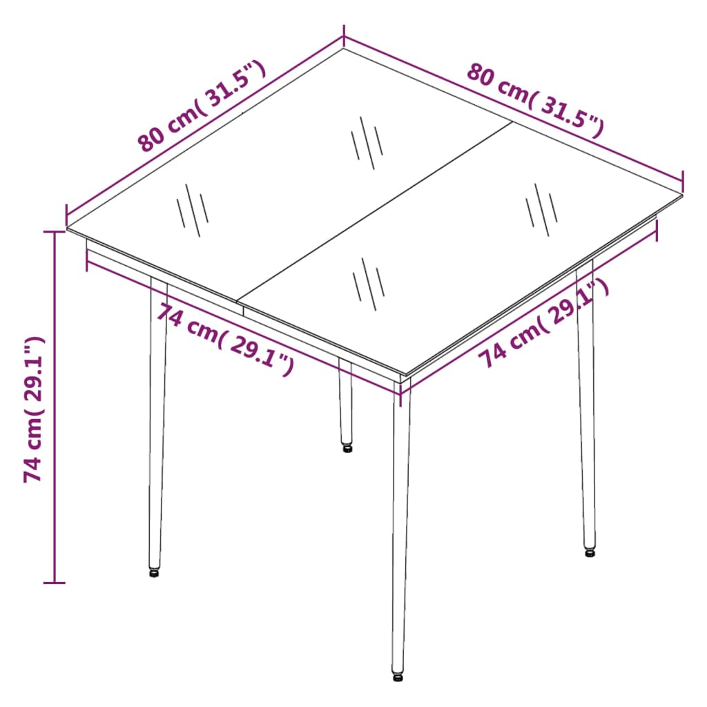 spisebordssæt til haven 3 dele med hynder polyrattan og glas