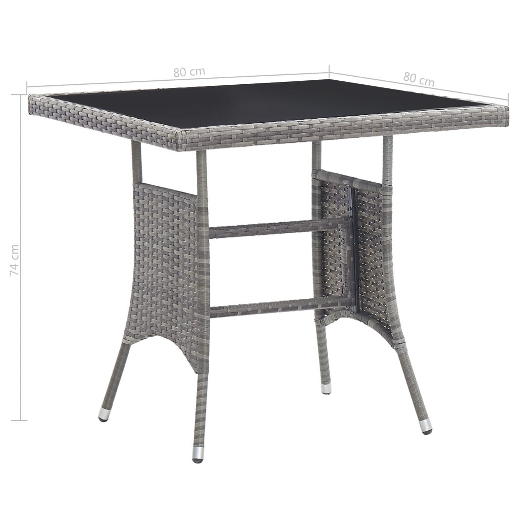 havebord 80x80x74 cm polyrattan grå