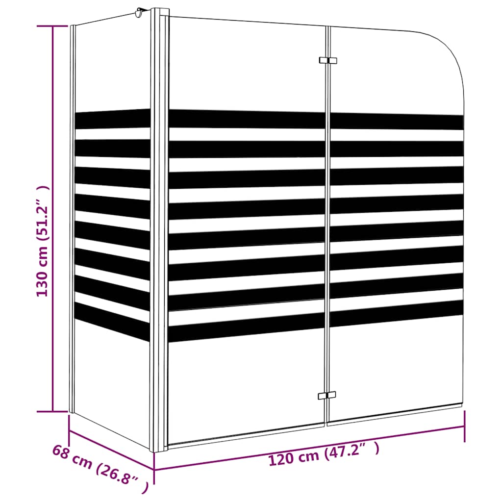 brusevæg 120x68x130 cm hærdet glas stribet