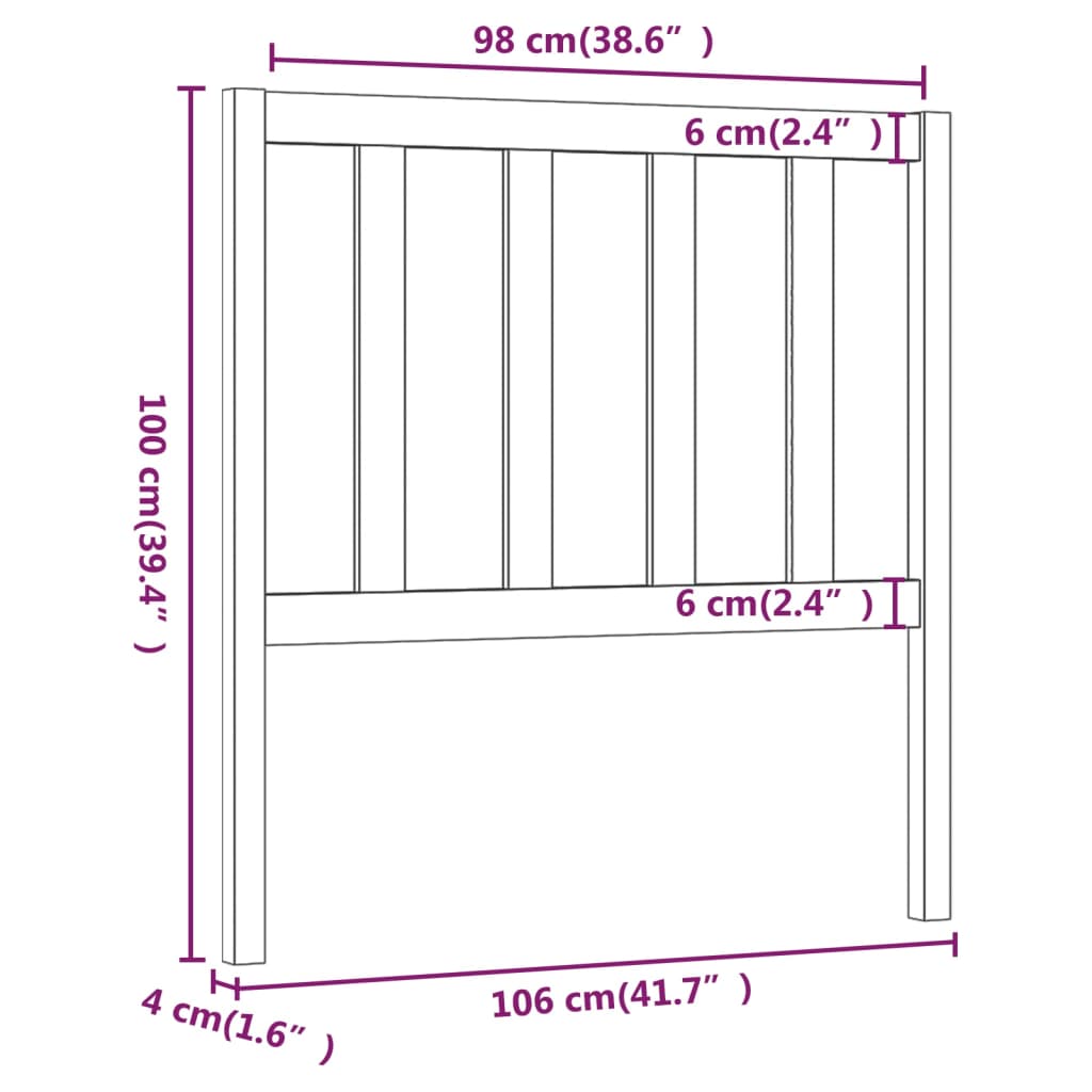 sengegærde 106x4x100 cm massivt fyrretræ grå