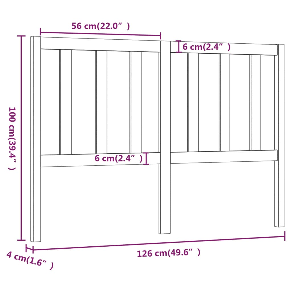 sengegærde 126x4x100 cm massivt fyrretræ sort