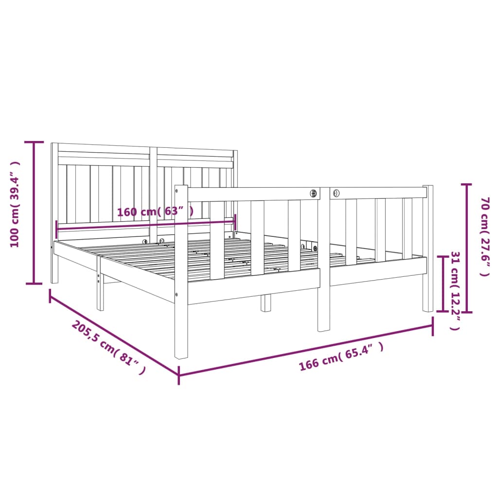 sengeramme 160x200 cm massivt træ