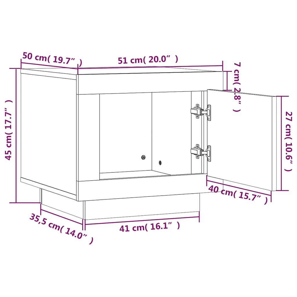 sofabord 51x50x45 cm konstrueret træ røget egetræsfarve