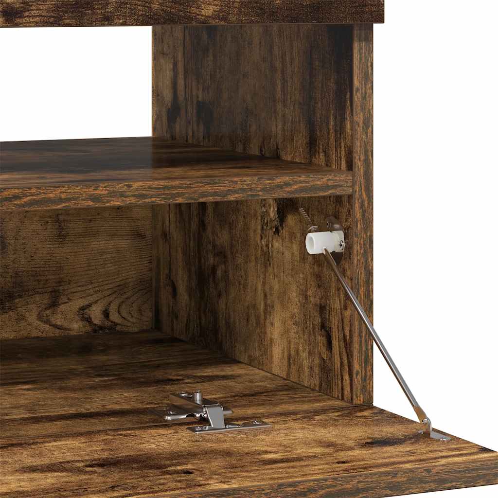 tv-bord med LED-lys 80x35x40 cm røget eg