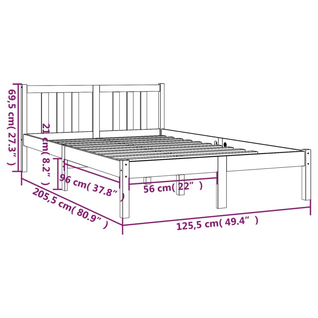 sengeramme uden madras 120x200 cm massivt træ