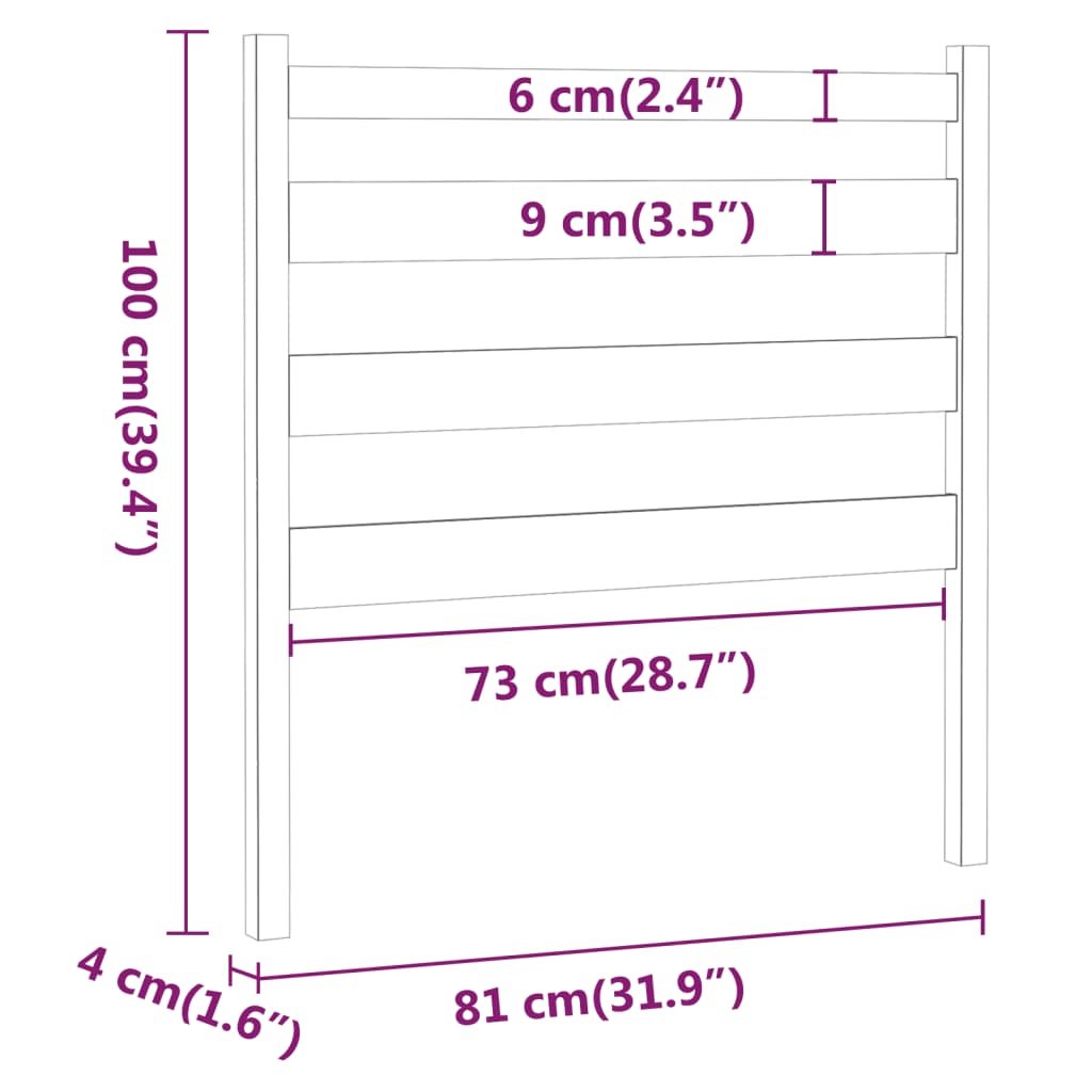 sengegærde 81x4x100 cm massivt fyrretræ sort