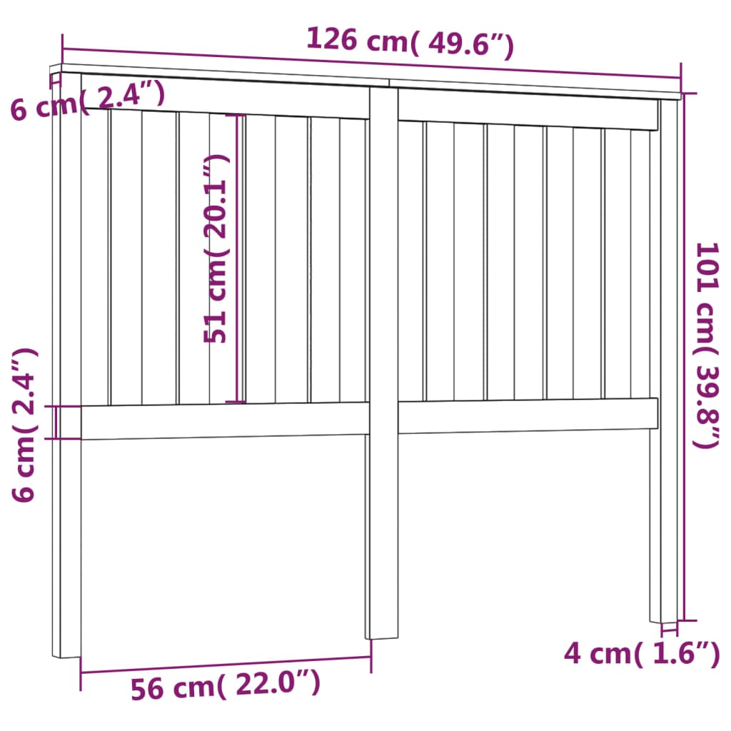 sengegærde 126x6x101 cm massivt fyrretræ sort