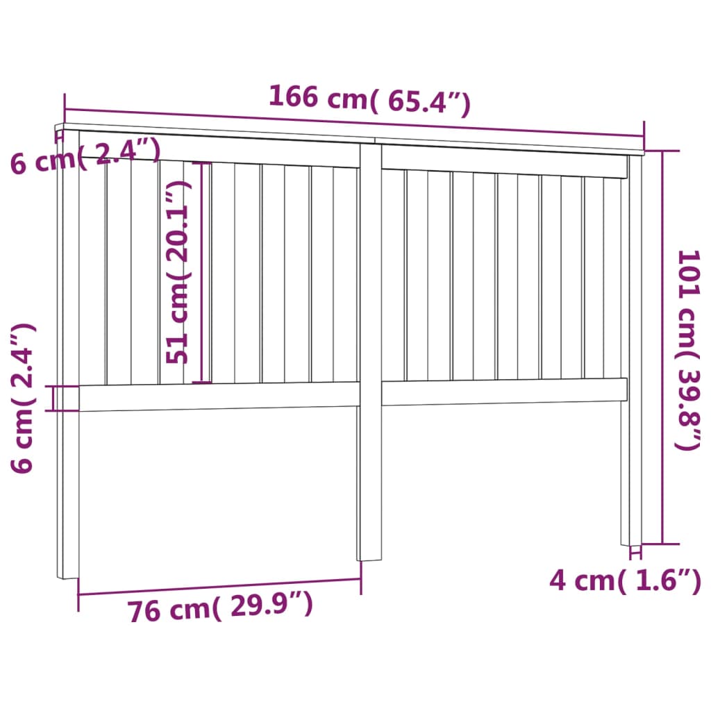 sengegærde 166x6x101 cm massivt fyrretræ sort