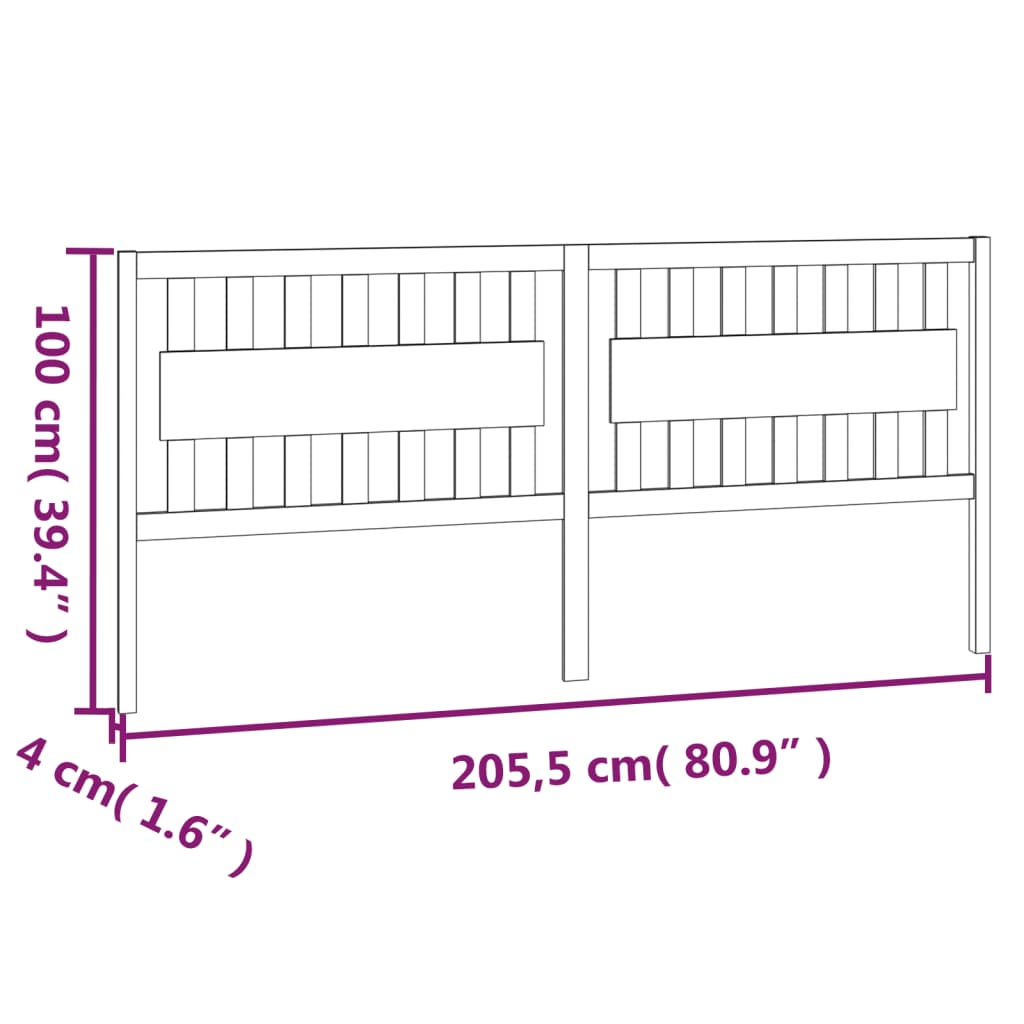 sengegærde 205,5x4x100 cm massivt fyrretræ hvid