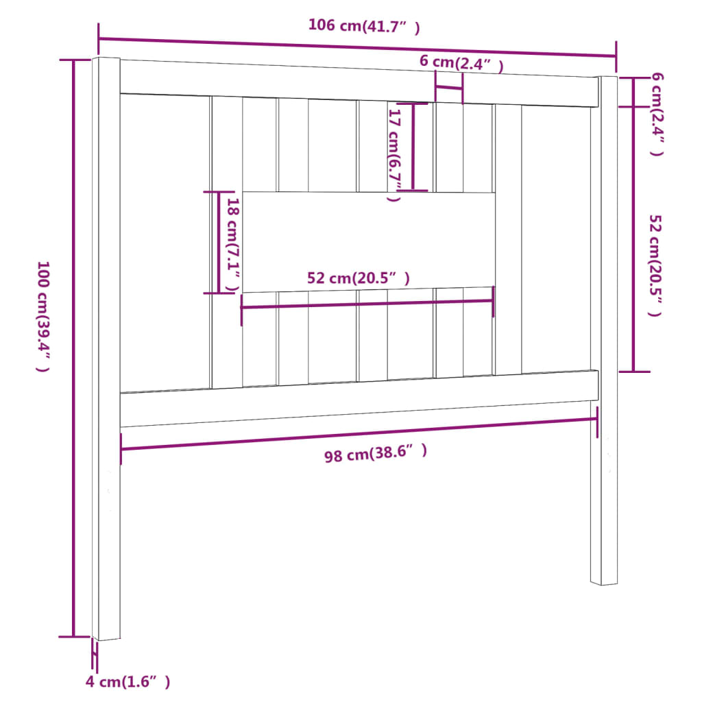 sengegærde 106x4x100 cm massivt fyrretræ gyldenbrun