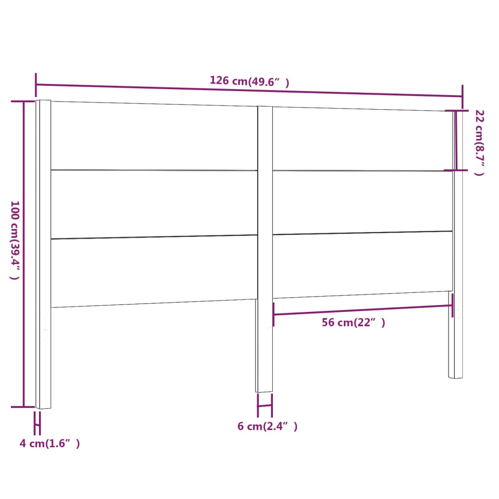 sengegærde 126x4x100 cm massivt fyrretræ gyldenbrun