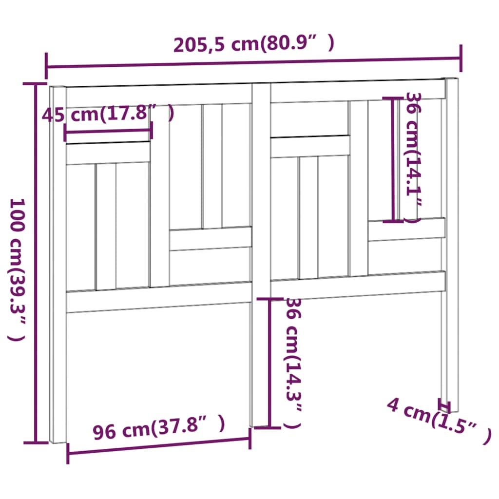 sengegærde 205,5x4x100 cm massivt fyrretræ grå
