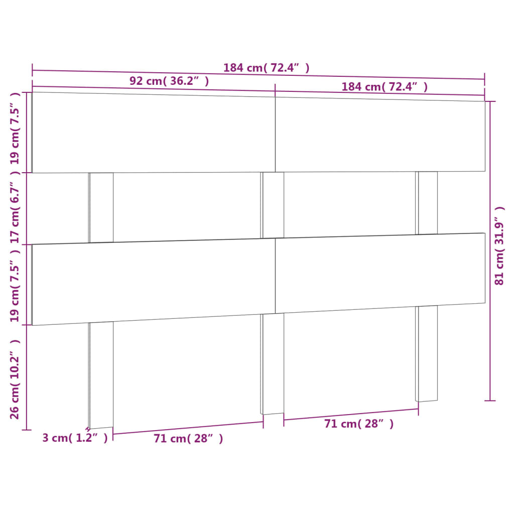 sengegærde 184x3x81 cm massivt fyrretræ hvid