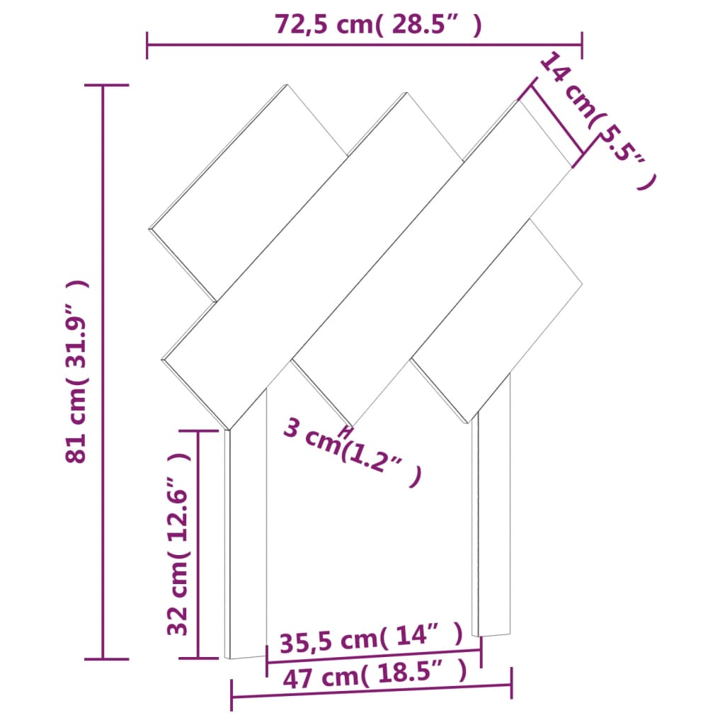 sengegærde 72,5x3x81 cm massivt fyrretræ sort
