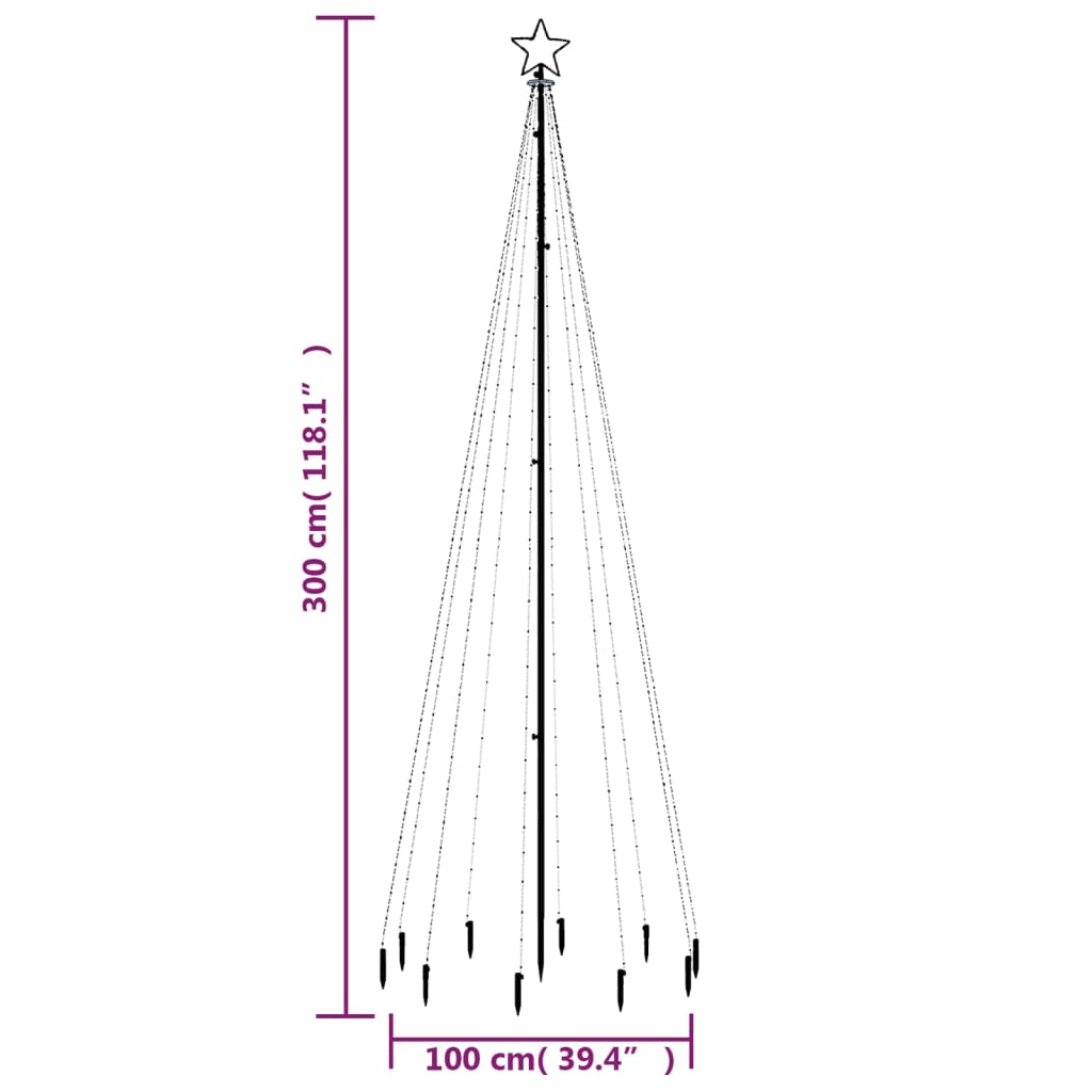 juletræ med spyd 310 LED'er 300 cm varmt hvidt lys
