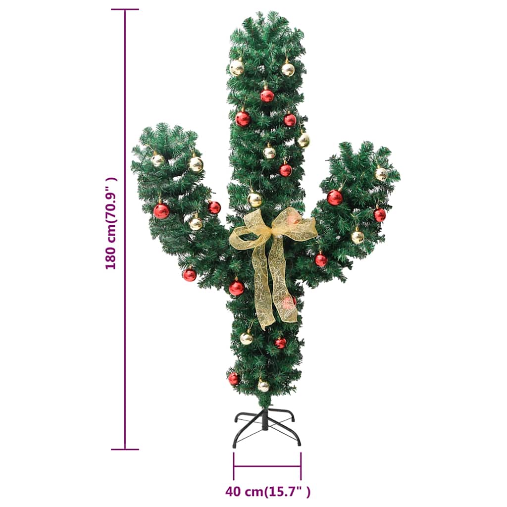 julekaktus med fod og LED-lys 180 cm PVC grøn