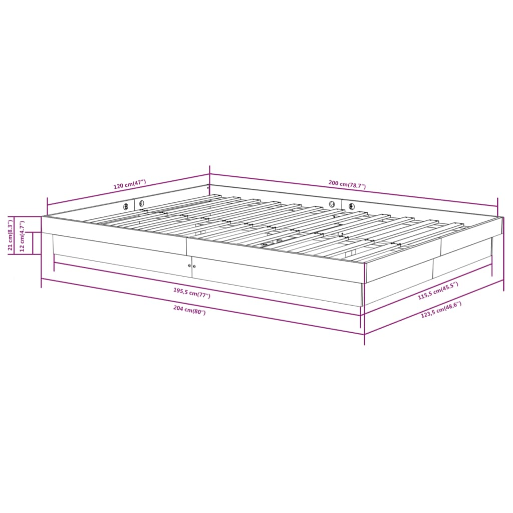 sengeramme 120x200 cm massivt træ