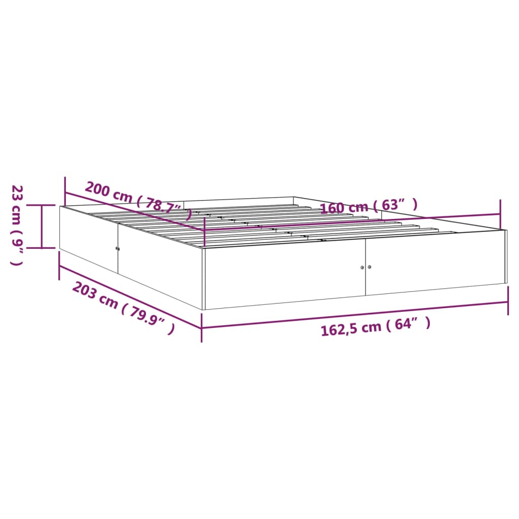 sengeramme uden madras 160x200 cm massivt træ