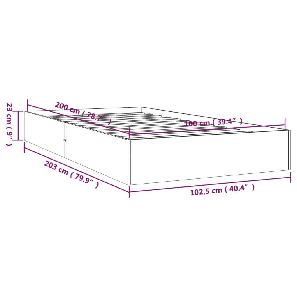 sengeramme 100x200 cm massivt træ hvid