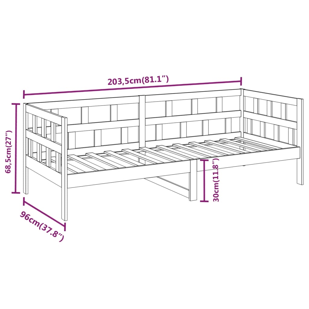 daybed 90x200 cm massivt fyrretræ
