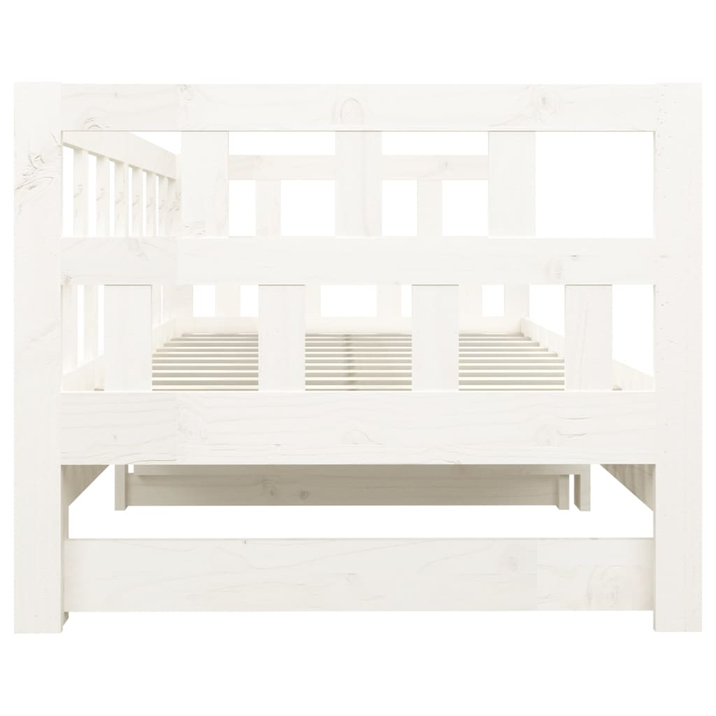 daybed med udtræk 2x(80x200) cm massivt fyrretræ hvid