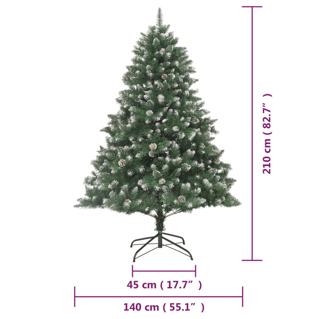 kunstigt juletræ med juletræsfod 210 cm PVC