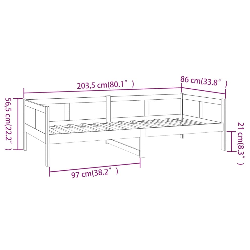 daybed 80x200 cm massivt fyrretræ