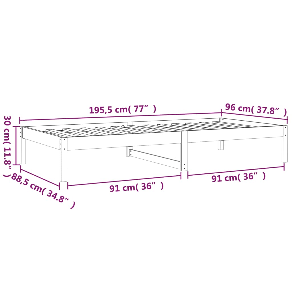 daybed 90x190 cm Single massivt fyrretræ