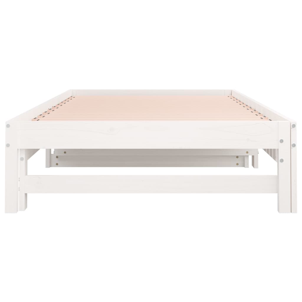daybed med udtræk 2x(80x200) cm massivt fyrretræ hvid